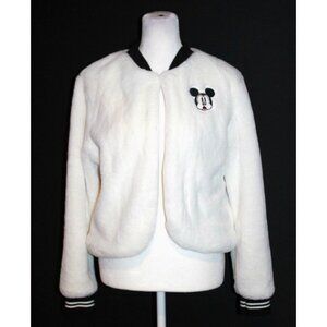Disney Store Faux Fur Shawl Coat Jacket Mickey Mouse White Women's Size Small S